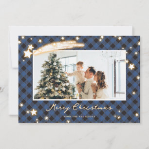 Pour Fêtes Annuelles Cartes de Noël en plastique de bison bleu étoilé