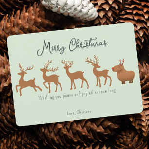 Pour Fêtes Annuelles Cartes de Noël Funny Capybara Reindeer