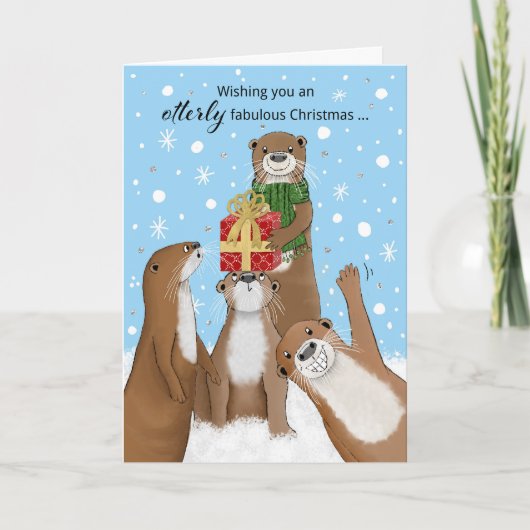 Pour Fêtes Annuelles Cartes de Noël Funny Otters (Devant)