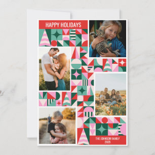 Pour Fêtes Annuelles Cartes de Noël géométriques blocs quatre photo vac