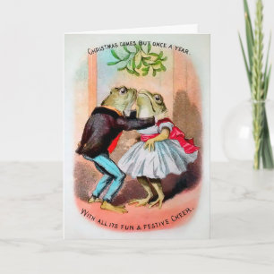 Pour Fêtes Annuelles Cartes de Noël Grenouilles sous le Gui Victorien