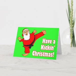 Pour Fêtes Annuelles Cartes de Noël Kickin Père Noël Black Belt