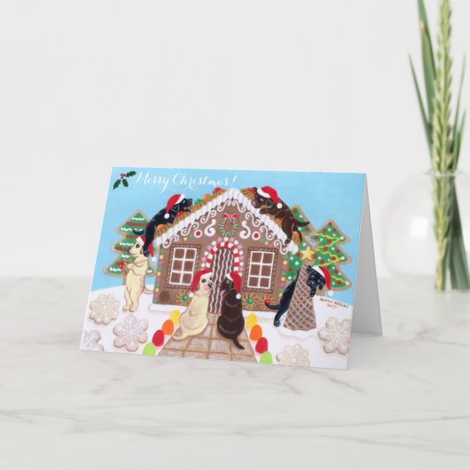 Pour Fêtes Annuelles Cartes de Noël Labrador Ginger Bread House (Devant)