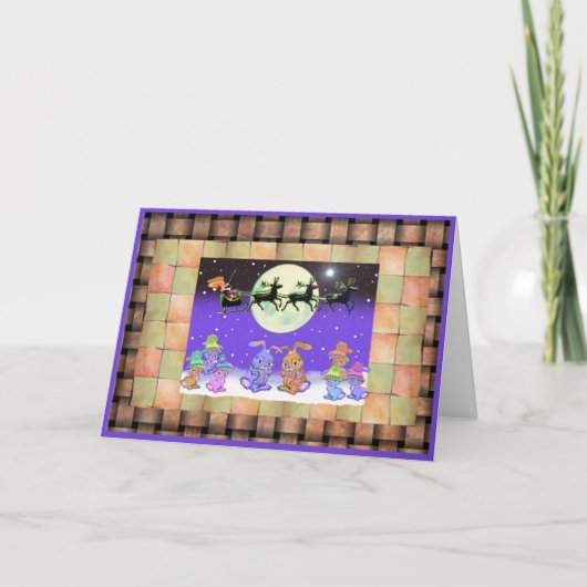 Pour Fêtes Annuelles Cartes de Noël Lapin (Devant)