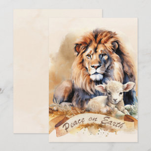 Pour Fêtes Annuelles Cartes de Noël Lion et Agneau