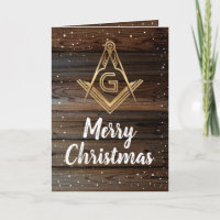 Cartes de Noël maçonniques en bois rustique