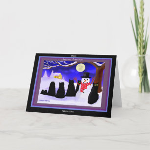 Pour Fêtes Annuelles Cartes de Noël noires de chats d'hiver