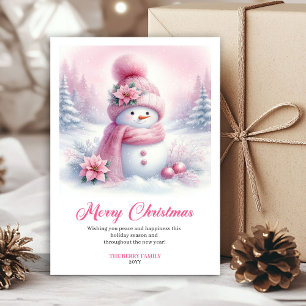 Pour Fêtes Annuelles Cartes de Noël numériques de scène de neige rose t