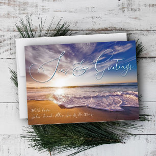 Pour Fêtes Annuelles Cartes de Noël Océan Lever du Soleil Mers et Salut