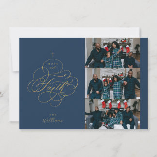 Pour Fêtes Annuelles Cartes de Noël photo foi lettrage manuscrit