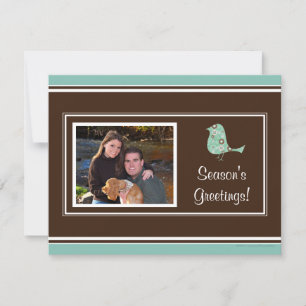 Pour Fêtes Annuelles Cartes de Noël photo rétros de Birdie bleu et Brow