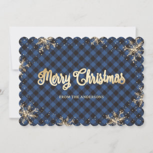 Pour Fêtes Annuelles Cartes de Noël Plaid Gold Buffalo personnalisées
