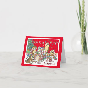 Pour Fêtes Annuelles Cartes de Noël pliées de suricates mignons