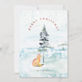 Pour Fêtes Annuelles Cartes de Noël Renard à l'aquarelle Mignonnes (Devant)