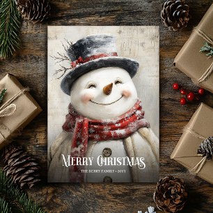 Pour Fêtes Annuelles Cartes de Noël rétro aquarelle rouge et blanc bonh