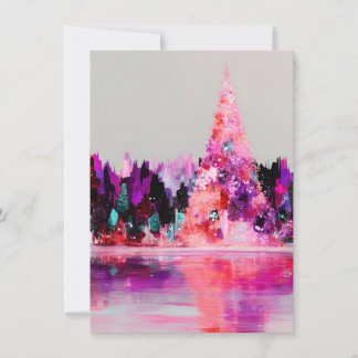 Pour Fêtes Annuelles Cartes de Noël roses et violettes abstraites uniqu