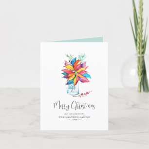 Pour Fêtes Annuelles Cartes de Noël Rustique coloré Poinsettia