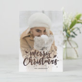 Pour Fêtes Annuelles Cartes de Noël Rustique Script Bois (Debout devant)