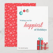 Pour Fêtes Annuelles Cartes de Noël Turquoise et Rouge (Devant / Derrière)