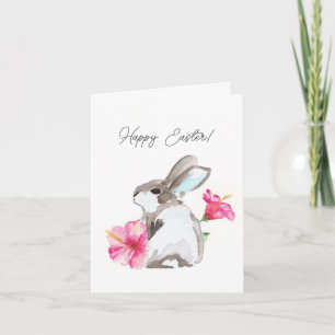 Pour Fêtes Annuelles Cartes de Pâques Rose Floral et Bunny