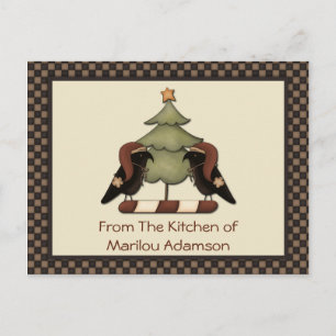 Pour Fêtes Annuelles Cartes de recettes de corbeaux de Noël primitifs
