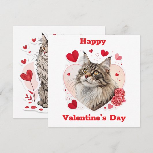 Pour Fêtes Annuelles Cartes de Saint Valentin géantes Maine Coon (Devant / Derrière)
