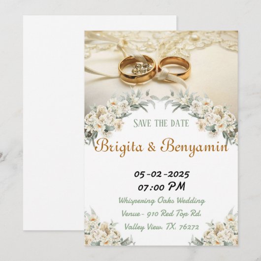 Pour Fêtes Annuelles Cartes de Soirée de Mariage. (Devant / Derrière)