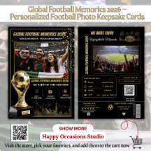 Cartes de souvenirs de football mondial 2026