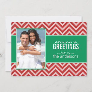 Pour Fêtes Annuelles Cartes de vacances à chevrons rouges et verts clas