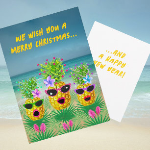 Pour Fêtes Annuelles Cartes de vacances à plat tropicales Ananas Dame c