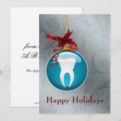 Pour Fêtes Annuelles Cartes de vacances de dentiste bleues (Devant / Derrière)