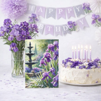 Pour Fêtes Annuelles Cartes de vœux d'anniversaire aux iris violets ou