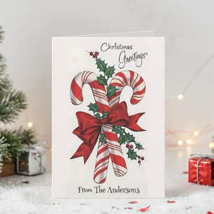 Pour Fêtes Annuelles Cartes de vœux de Noël Candy Cane Rétro Vintage