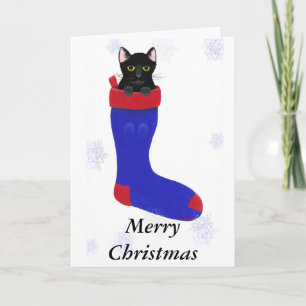 Pour Fêtes Annuelles Cartes de voeux de Noël Chat Snowflakes