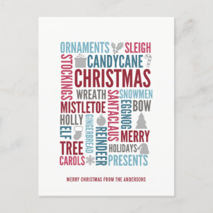 Pour Fêtes Annuelles Cartes de vœux de Noël Mot vacances