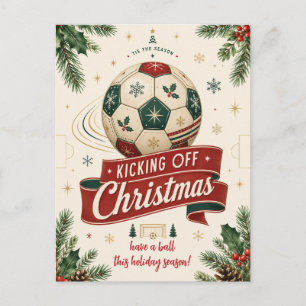 Pour Fêtes Annuelles Cartes de vœux de Noël vintage avec ballon de foot
