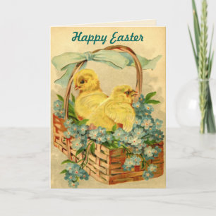 Pour Fêtes Annuelles Cartes de vœux de Pâques vintage Poussins dans un