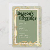 Pour Fêtes Annuelles Cartes de vœux de saison vert sauge et or (Devant)