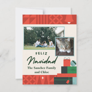 Pour Fêtes Annuelles Cartes de vœux « Feliz Navidad » avec motifs géomé