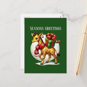 Pour Fêtes Annuelles Cartes de vœux festives girafe jungle 
