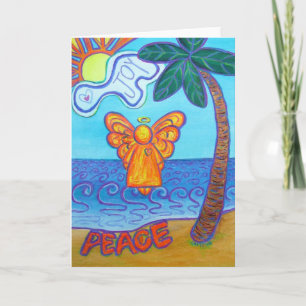 Pour Fêtes Annuelles Cartes de voeux Joy and Peace Beach Angel