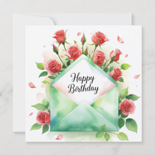Pour Fêtes Annuelles Cartes de vœux Roses rouges & Joyeux anniversaire