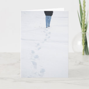 Pour Fêtes Annuelles Cartes d'hiver Empreintes dans la Neige Fraîche