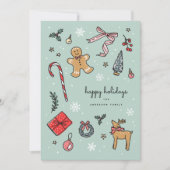 Pour Fêtes Annuelles Cartes d'illustrations de vacances dessinées à la  (Devant)