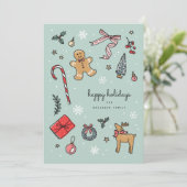 Pour Fêtes Annuelles Cartes d'illustrations de vacances dessinées à la  (Debout devant)