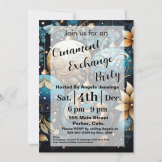 Pour Fêtes Annuelles Cartes d'invitation de la fête de Noël bleu