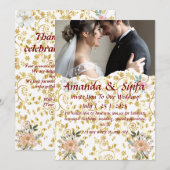Pour Fêtes Annuelles Cartes d'invitation de mariage personnalisées élég (Devant / Derrière)