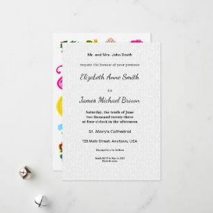 Pour Fêtes Annuelles Cartes d'invitation de mariage plates Floral Fun