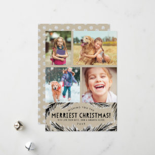 Pour Fêtes Annuelles Cartes photo de Noël Cute Kraft