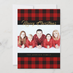Pour Fêtes Annuelles Cartes photo de Noël Russe Red Buffalo Check